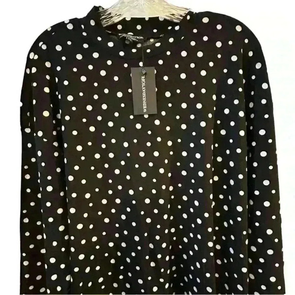 Wednesday's Girl Women's XL Black Polka Dot Knee Length Dress Casual - Picture 2 of 8